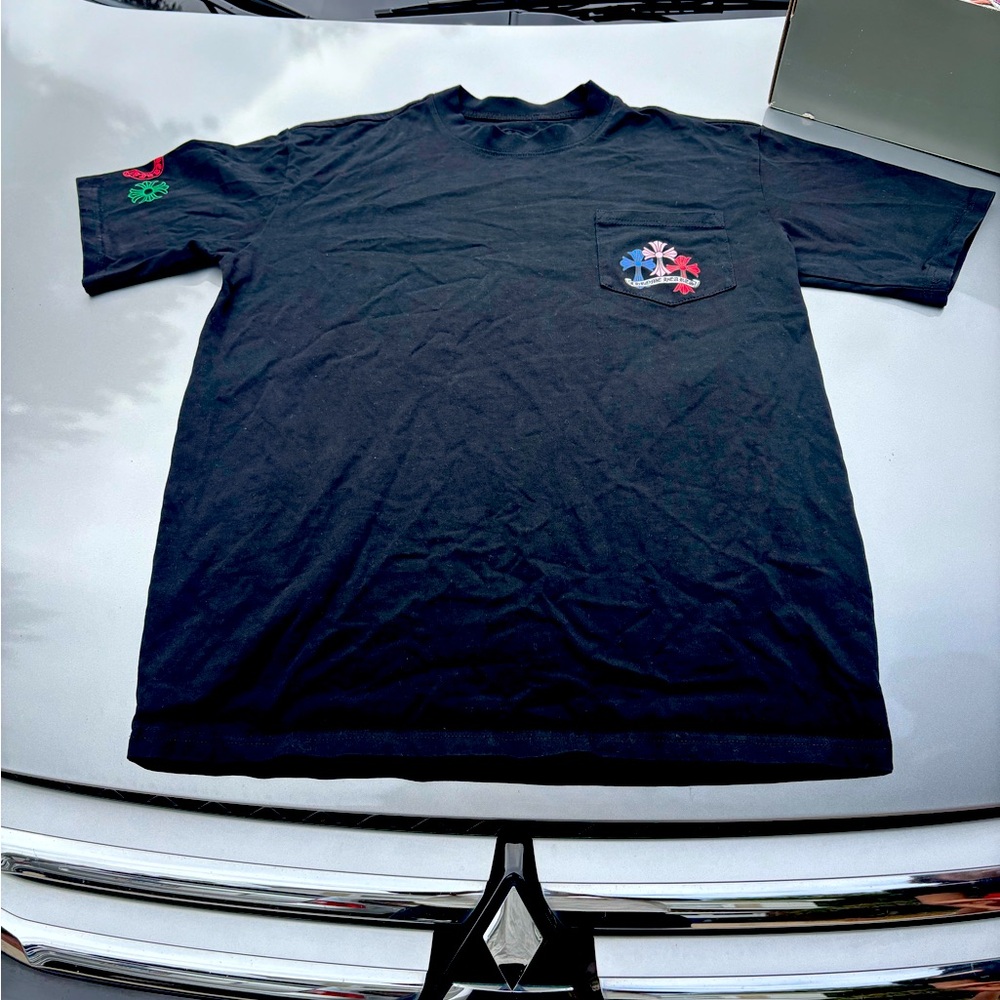 Chrome Hearts Navy Tee with Colorful Accents